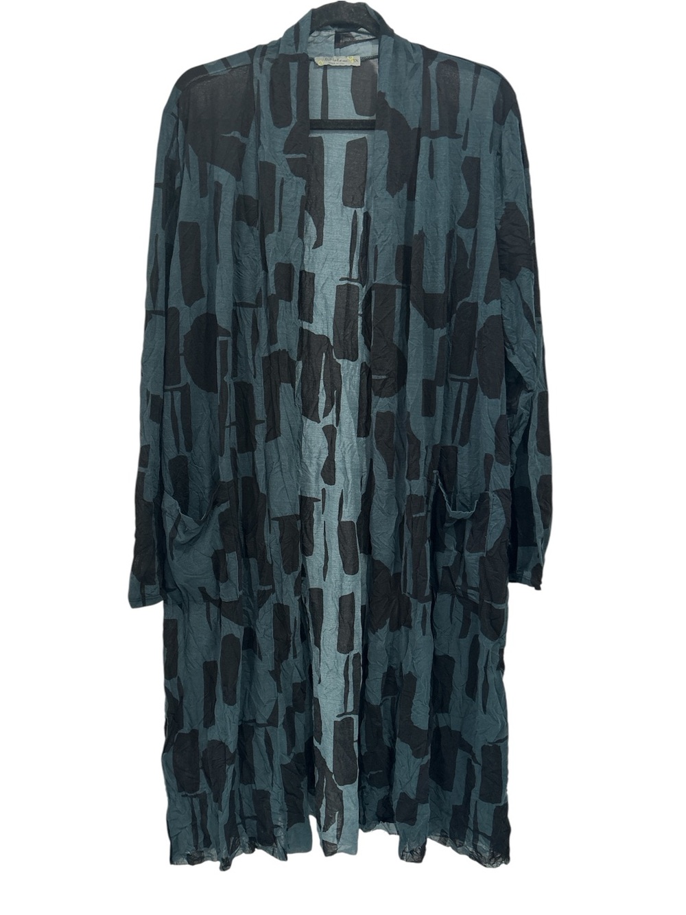 Chalet et Ceci Cleon Open Front Crinkle Art To Wear Duster Cardigan - 1X